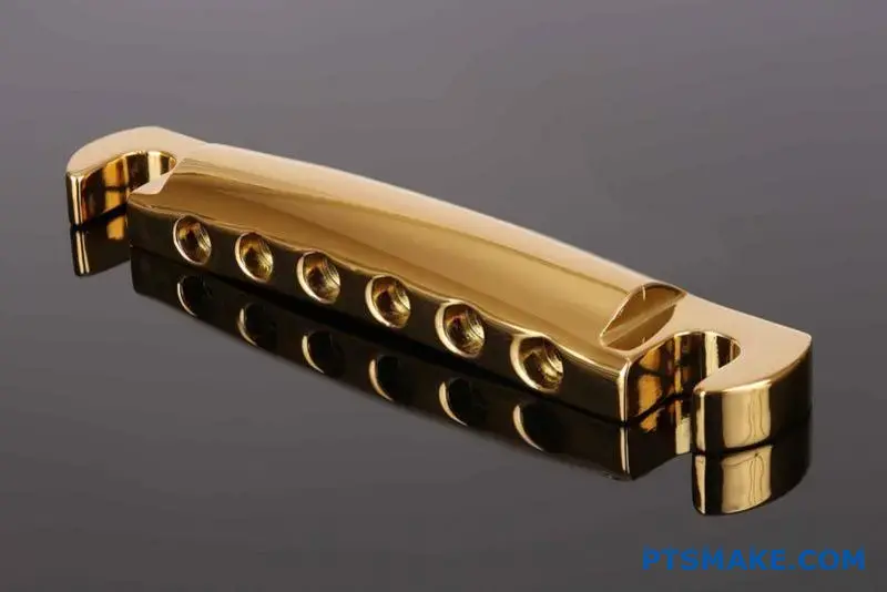 Shiny Gold Guitar Bridge with Six String Slots