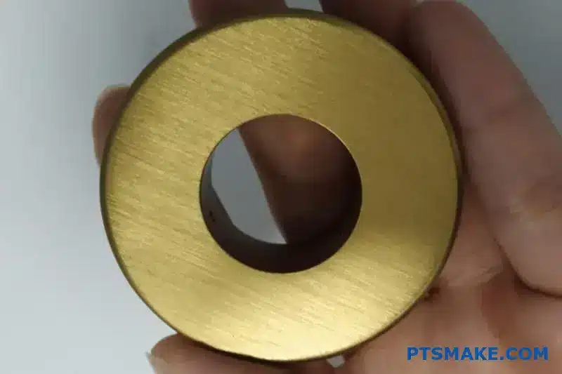Gold-Colored CNC Machined Ring Held in Hand