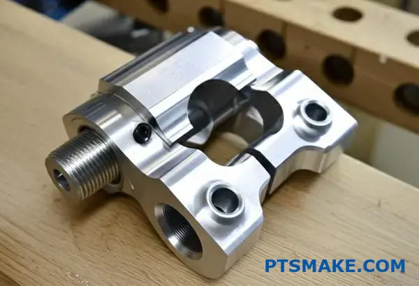 CNC machined railroad coupling part showcasing precision manufacturing for railway component production efficiency