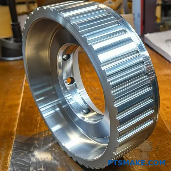 Precision machined railway wheel part showcasing superior CNC manufacturing quality for railroad systems