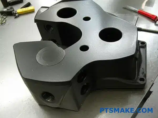 Heavy-duty steel railroad coupler showcasing precision CNC machining quality for train manufacturing applications
