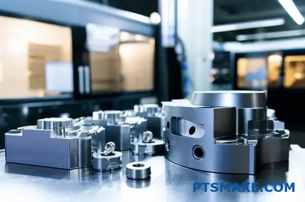 Advanced CNC machining producing high-precision military aerospace components in secure manufacturing facility