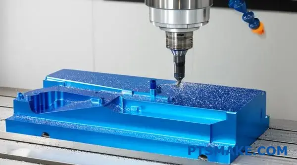 CNC milling machine creating precision aluminum prototype component for rapid manufacturing and product development