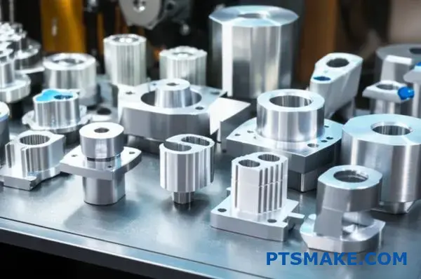 Various CNC machined prototype components displaying precision manufacturing capabilities and geometric complexity variations