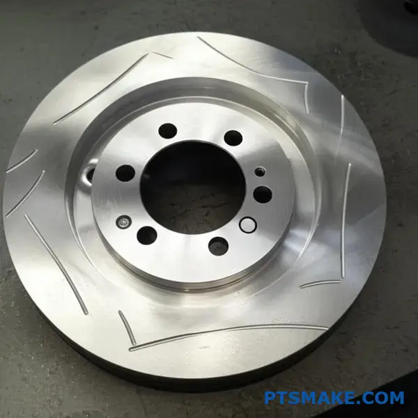 High precision CNC machined brake disc for railroad applications showing tight manufacturing tolerances