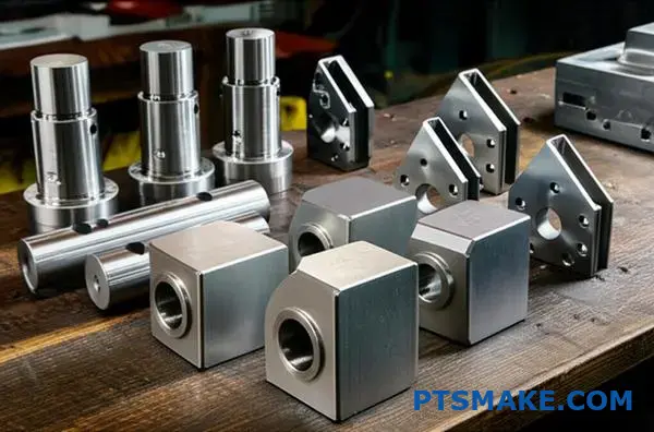 Precision machined railroad parts displayed for fatigue testing by manufacturing specialists in Texas