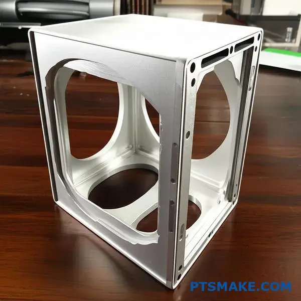 High-precision aluminum speaker housing showing detailed sealing edges and acoustic chamber design for premium audio applications