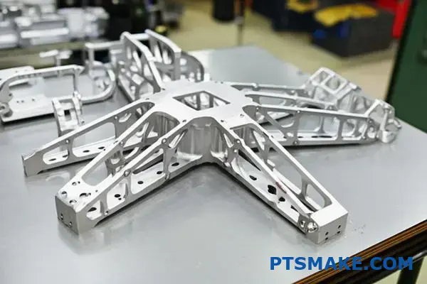CNC machined aluminum airframe components for UAV defense applications showcasing precision manufacturing quality