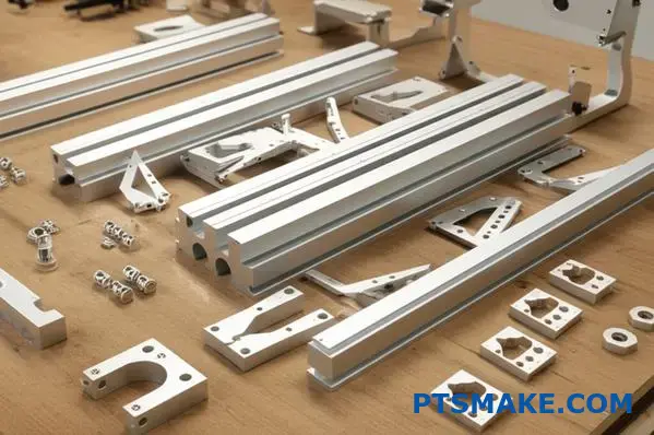 CNC machined aluminum skylight components with precise dimensional tolerances displayed on workshop table