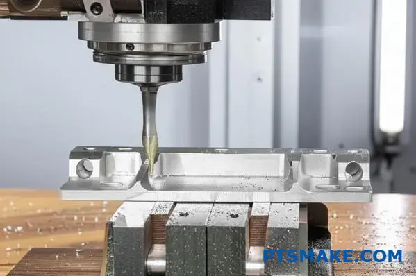Precision CNC milling of aluminum railroad bracket showcasing scalable manufacturing for railway infrastructure components