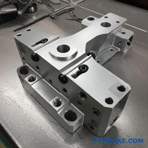 High-precision CNC machined railroad switch component showcasing quality control standards for railway manufacturing applications