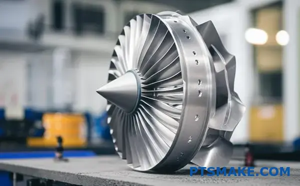 High precision CNC machined titanium turbine blade showcasing advanced aerospace manufacturing capabilities