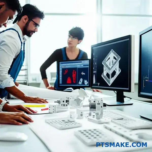 Engineering professionals collaborating on precision manufacturing design for custom machined parts and components in Georgia