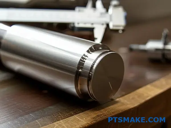 High precision CNC machined aluminum shaft showcasing microscopic accuracy and tight tolerances for manufacturing applications