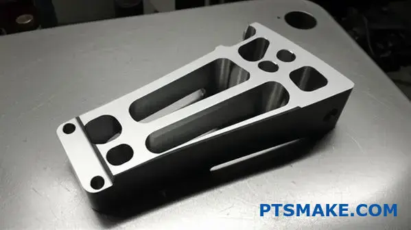 High precision CNC machined titanium component showing tight tolerances and smooth surface finish for aerospace applications