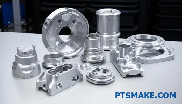Various precision machined titanium parts showcasing CNC manufacturing capabilities for aerospace production scaling