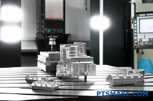 Advanced CNC precision machining of aluminum energy system components in modern manufacturing facility