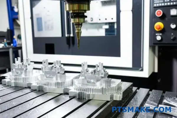 Professional CNC machining operation producing precision aluminum components in Boston manufacturing facility