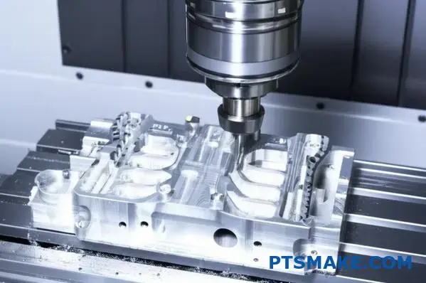 Precision CNC milling of intricate aluminum component with thin walls showcasing advanced machining capabilities in Boston manufacturing