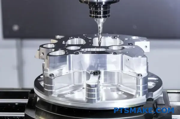 Precision CNC machined aluminum components for aerospace applications showing detailed manufacturing quality and tight tolerances