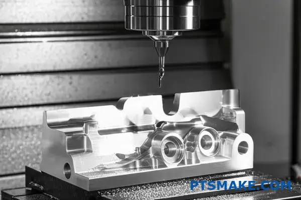 Precision CNC machining process creating aluminum automotive bracket in Perth manufacturing facility