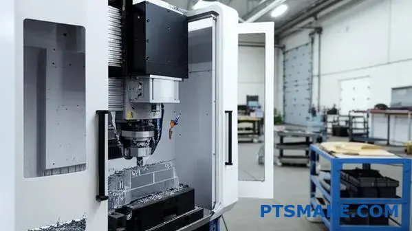 Professional CNC machining operation in Perth workshop manufacturing precision aluminum component with efficient cutting tools