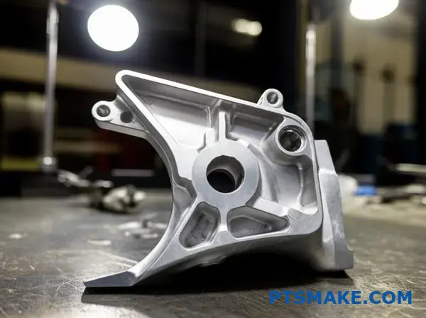 High-quality aluminum automotive bracket showcasing precision CNC machining and casting integration with smooth surface finish