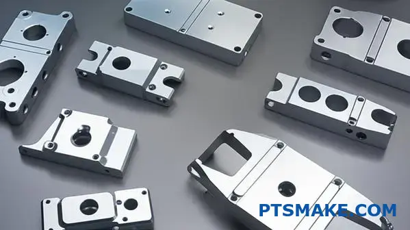 High-precision CNC machined aluminum parts displaying quality casting machining workmanship on industrial work surface