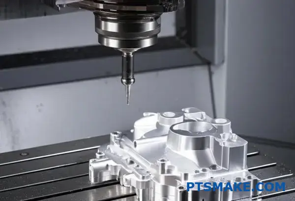 Precision CNC machining of cast aluminum component showcasing sustainable manufacturing practices