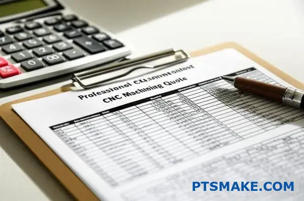 Professional quote document showing CNC machining costs and breakdown for Adelaide manufacturing services
