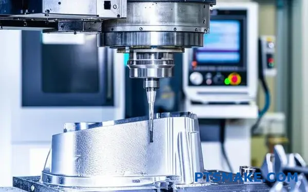 Advanced CNC machine tool performing precision machining operations on complex metal part in Adelaide manufacturing facility