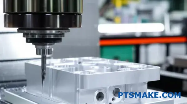 Precision CNC milling operation creating aluminum automotive bracket in Melbourne manufacturing facility