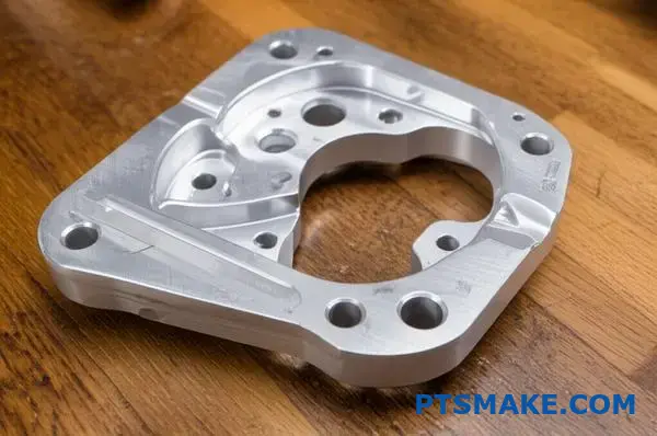 CNC machined aluminum bracket showing simplified design features for efficient manufacturing in Melbourne workshops