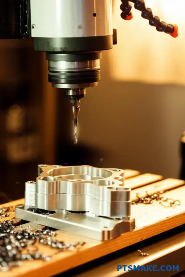 CNC milling machine processing aluminum components in Birmingham machining workshop showing precision manufacturing capabilities