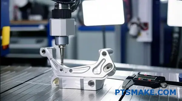 Professional CNC machining quality control inspection with precision measuring tools in Birmingham manufacturing facility