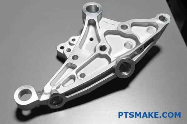 High-precision aluminum automotive bracket showcasing expert CNC manufacturing capabilities and machining excellence in Birmingham industrial sector
