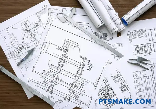 Technical blueprints and engineering specifications for precision CNC machining in oil and gas applications