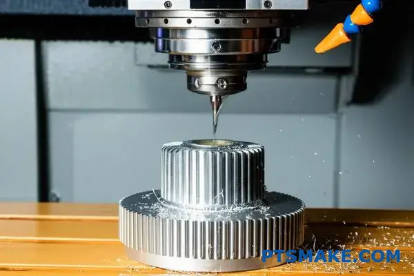 Precision CNC milling operation manufacturing aluminum gear component showcasing advanced machining capabilities in Las Vegas