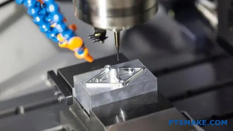 A CNC Machine Probe Inspecting A Newly Milled Metal Part To Ensure High Precision And Quality.