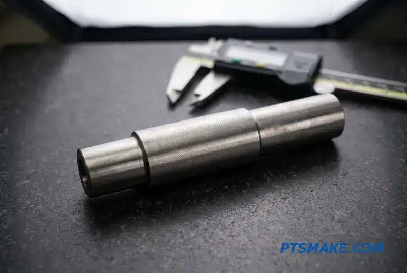 A precise metal component showcasing Swiss-type CNC machining for tight tolerances.