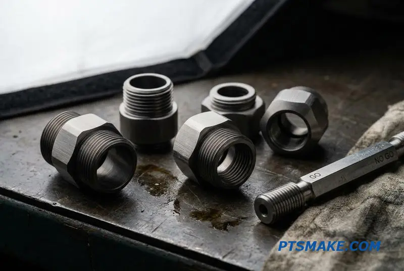 A collection of precisely machined components and valves for a liquid cooling system, highlighting their intricate threads and quality.