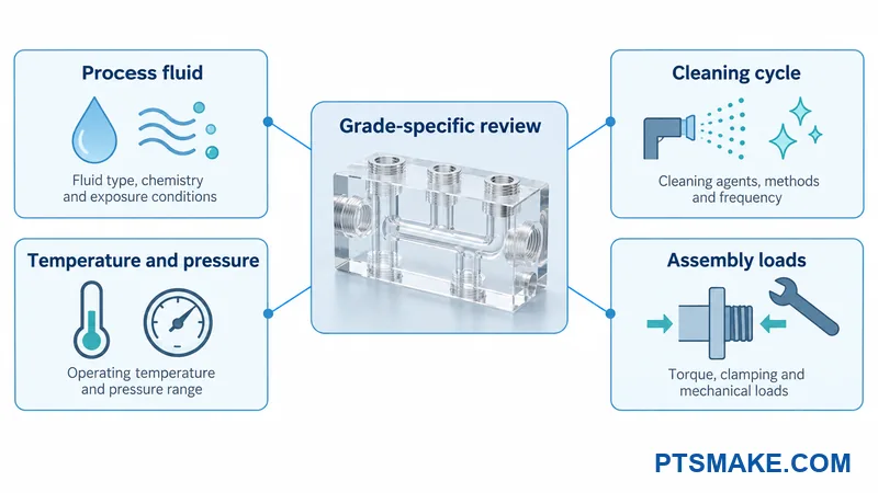 Service conditions connected to a grade-specific PMMA review
