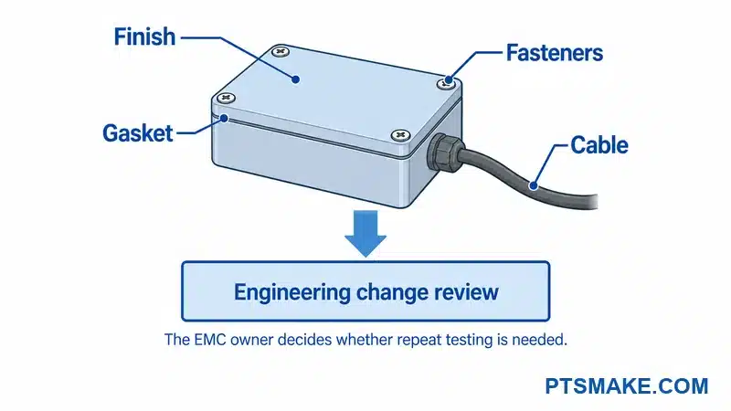 Finish, gasket, fastener and cable changes route to engineering review