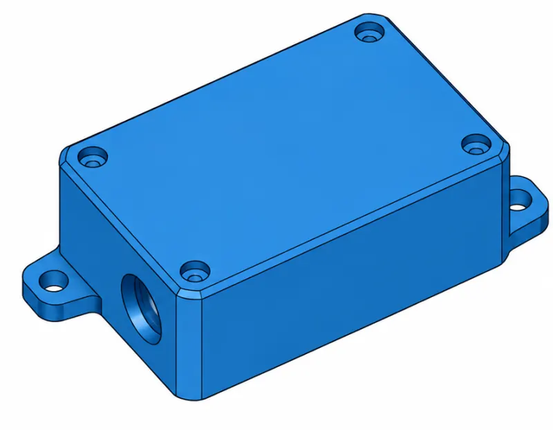 Closed enclosure highlighting the visible blue exterior A surfaces