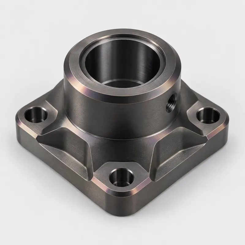 Example of a dark metallic coating appearance on a precision part