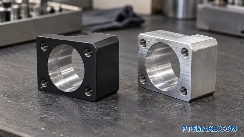 Finished and uncoated aluminum blocks with bare machined locating bores